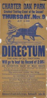 Directum. Letterpress broadside advertising a race at Charter Oak Park