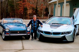 Mike Joy with 2016 BMW i8 and 1972 MG Midget